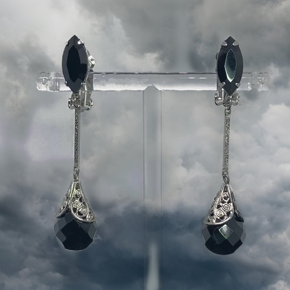 Lewis Segal Calif Black Navette Drop Earrings